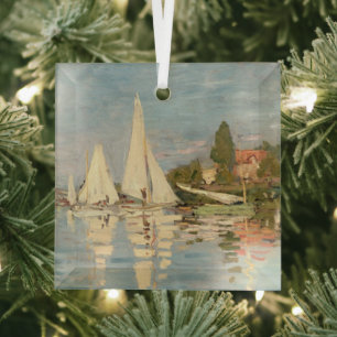 Claude Monet   Regatta at Argenteuil, c.1872 Glass Tree Decoration