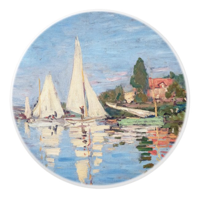 Claude Monet - Regattas at Argenteuil Ceramic Knob (Front)
