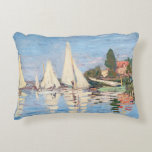 Claude Monet - Regattas at Argenteuil Decorative Cushion<br><div class="desc">Regattas at Argenteuil,  Regates a Argenteuil. By Claude Monet in 1872.</div>