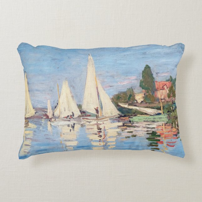 Claude Monet - Regattas at Argenteuil Decorative Cushion (Front)
