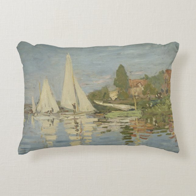 Claude Monet - Regattas at Argenteuil Decorative Cushion (Front)