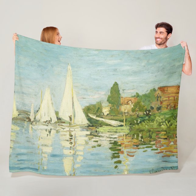 Claude Monet. Regattas at Argenteuil Fleece Blanket (In Situ)