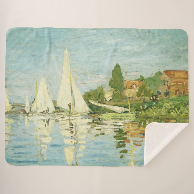 Claude Monet. Regattas at Argenteuil Sherpa Blanket (Front (Horizontal))