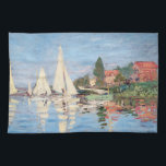 Claude Monet - Regattas at Argenteuil Tea Towel<br><div class="desc">Regattas at Argenteuil,  Regates a Argenteuil. By Claude Monet in 1872.</div>