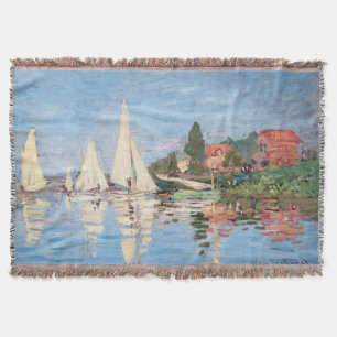 Claude Monet - Regattas at Argenteuil Throw Blanket