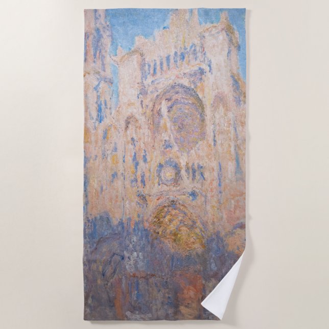 Claude Monet - Rouen Cathedral at sunset Beach Towel (Front)