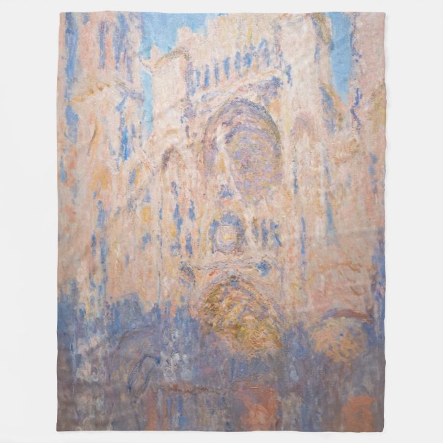 Claude Monet - Rouen Cathedral at sunset Fleece Blanket (Front)