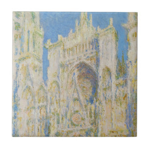 Claude Monet Rouen Cathedral Portal Morning Light Tile