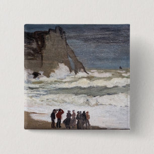 Claude Monet - Rough Sea at Etretat 15 Cm Square Badge