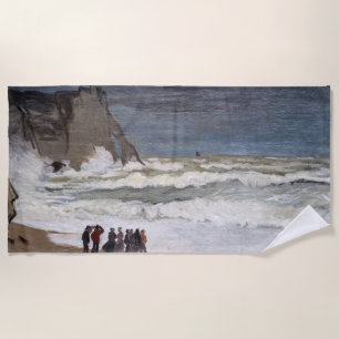Claude Monet - Rough Sea at Etretat Beach Towel