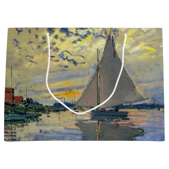 Claude Monet - Sailboat at Le Petit-Gennevilliers Large Gift Bag (Front)