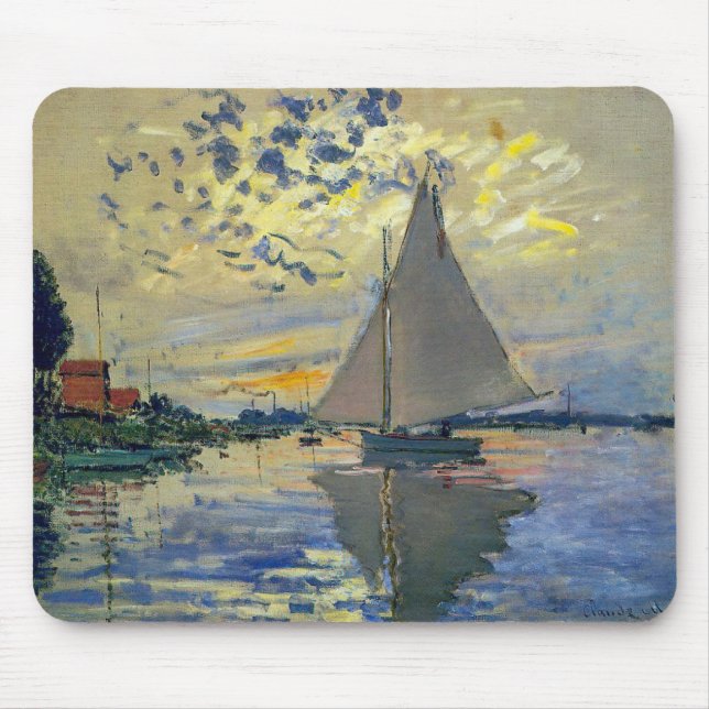 Claude Monet - Sailboat at Le Petit-Gennevilliers Mouse Pad (Front)