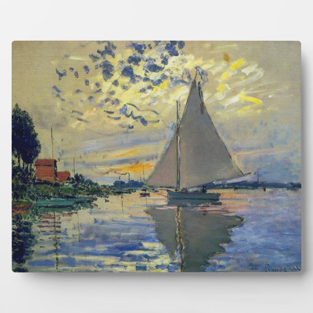 Claude Monet - Sailboat at Le Petit-Gennevilliers Plaque (Front)