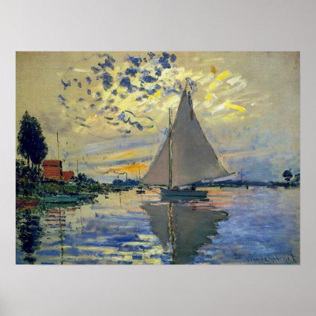 Claude Monet - Sailboat at Le Petit-Gennevilliers Poster (Front)