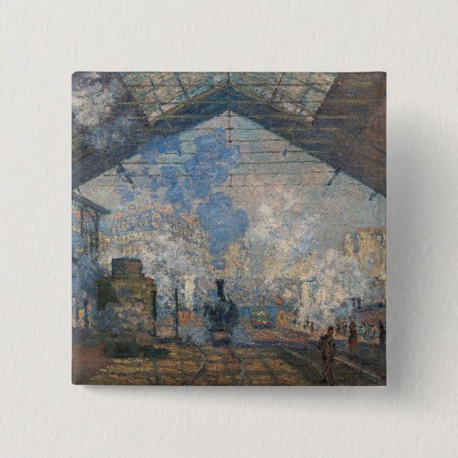 Claude Monet - Saint-Lazare Station exterior view 15 Cm Square Badge (Front)