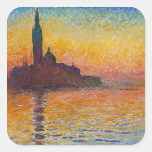 Claude Monet - San Giorgio Maggiore at Dusk Square Sticker