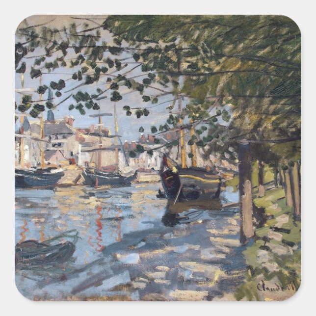 Claude Monet | Seine at Rouen, 1872 Square Sticker (Front)