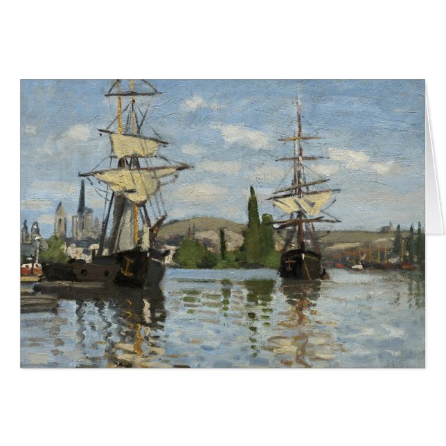 Claude Monet Ships on the Seine River Travel Art (Front Horizontal)