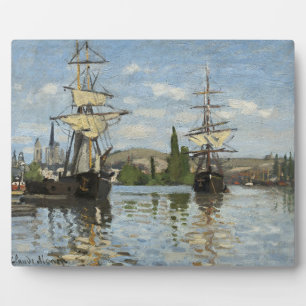 Claude Monet Ships on the Seine River Travel Art Plaque