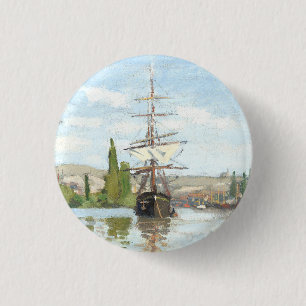 Claude Monet. Ships Riding on the Seine at Rouen 3 Cm Round Badge