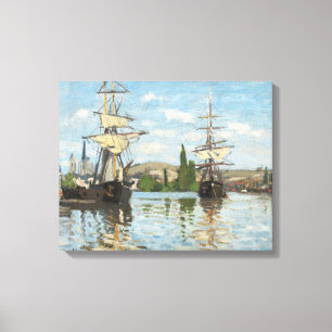 Claude Monet Ships Riding on the Seine at Rouen Canvas Print
