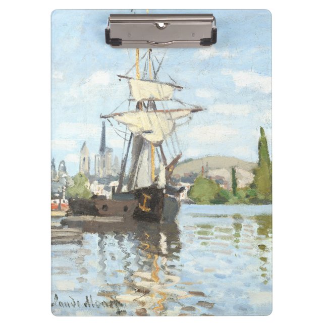 Claude Monet. Ships Riding on the Seine at Rouen Clipboard (Front)