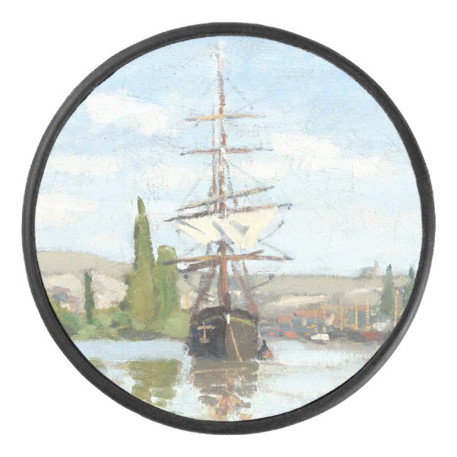 Claude Monet. Ships Riding on the Seine at Rouen Hockey Puck (Front)