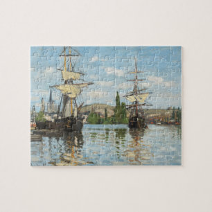 Claude Monet Ships Riding on the Seine at Rouen Jigsaw Puzzle