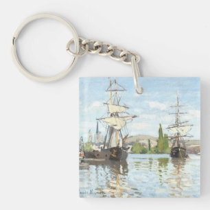 Claude Monet. Ships Riding on the Seine at Rouen Key Ring