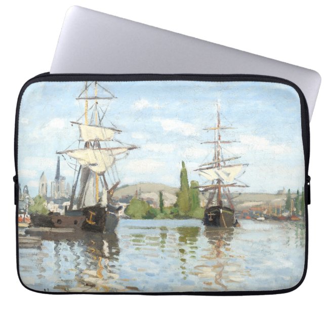 Claude Monet. Ships Riding on the Seine at Rouen Laptop Sleeve (Front)