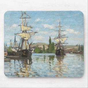 Claude Monet Ships Riding on the Seine at Rouen Mouse Pad