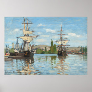 Claude Monet - Ships Riding on the Seine at Rouen Poster