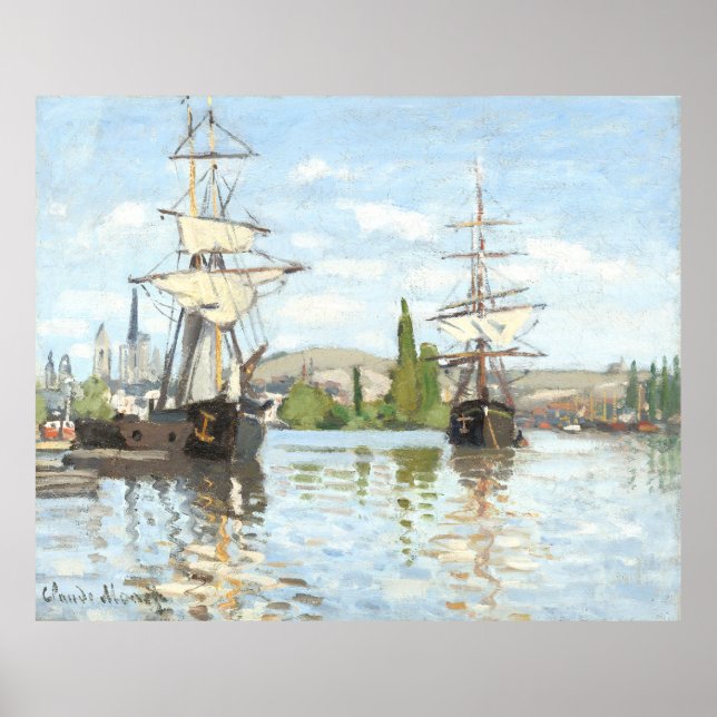 Claude Monet. Ships Riding on the Seine at Rouen Poster (Front)