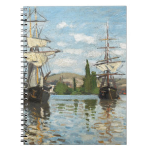 Claude Monet Ships Riding on the Seine at Rouen Spiral Notebook