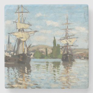 Claude Monet Ships Riding on the Seine at Rouen Stone Coaster