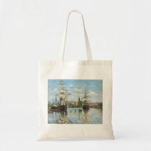 Claude Monet Ships Riding on the Seine at Rouen Tote Bag