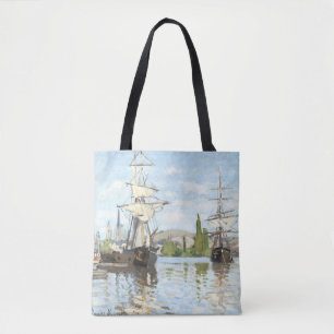 Claude Monet. Ships Riding on the Seine at Rouen Tote Bag