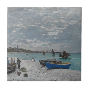 Claude Monet Sky Clouds Boats Ships Sea Ocean Tile