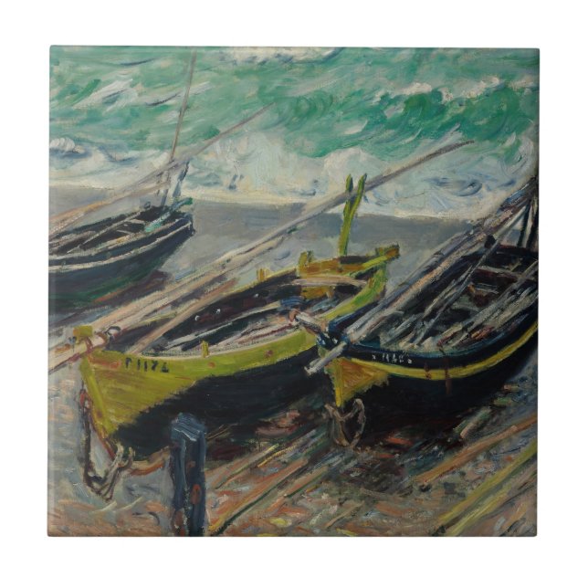 Claude Monet Sky Clouds Boats Ships Sea Ocean Tile (Front)