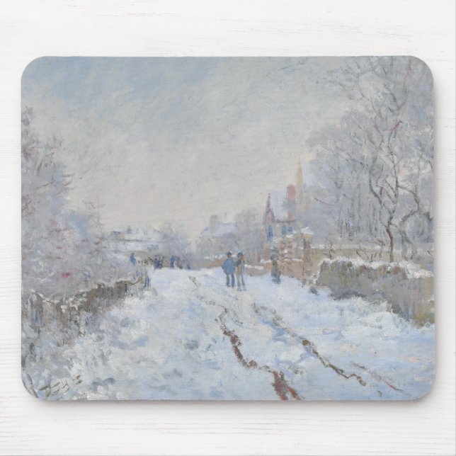 Claude Monet - Snow Scene at Argenteuil Mouse Pad (Front)