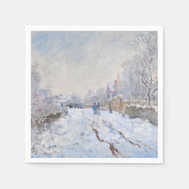 Claude Monet - Snow Scene at Argenteuil Napkin (Front)