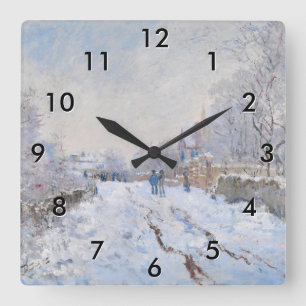 Claude Monet - Snow Scene at Argenteuil Square Wall Clock
