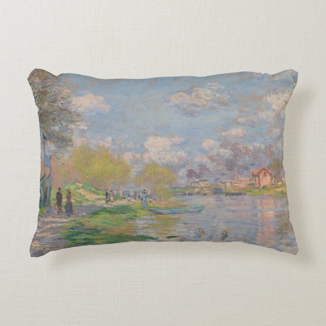 Claude Monet - Spring by the Seine Decorative Cushion (Front)