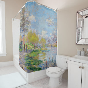 Claude Monet - Spring by the Seine Shower Curtain
