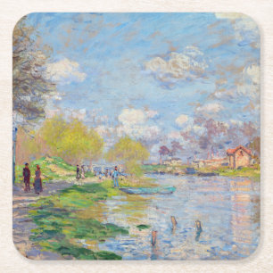 Claude Monet - Spring by the Seine Square Paper Coaster