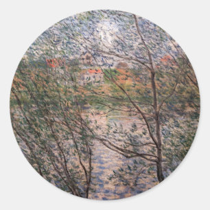 Claude Monet - Springtime through the branches Classic Round Sticker