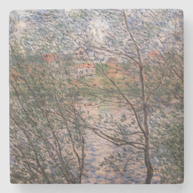 Claude Monet - Springtime through the branches Stone Coaster (Front)