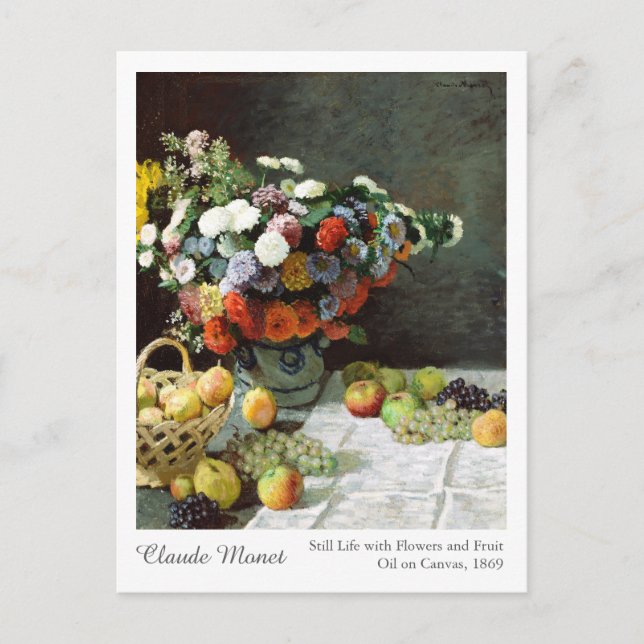 Claude Monet Still Life with Flowers and Fruit Postcard (Front)