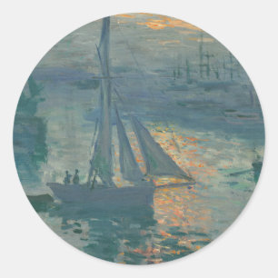 Claude Monet Sunrise Marine Sailboat Impressionism Classic Round Sticker