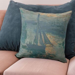 Claude Monet Sunrise Marine Sailboat Impressionism Cushion